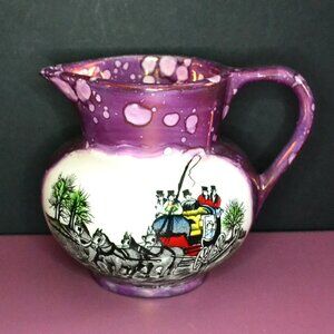 Old Castle Pottery Made In England Creamer Carriage Scene Spong Finish MCM